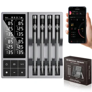 Smart Wireless Meat Thermometer with Dual Sensor Probe